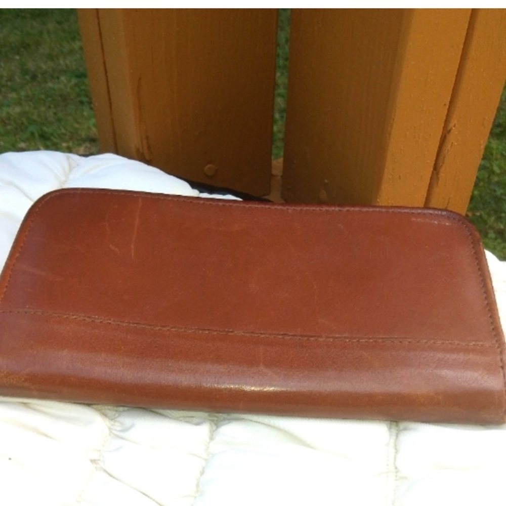 Coach Vintage Brown Leather Zip Around Accordion Wallet - Picture 2 of 4